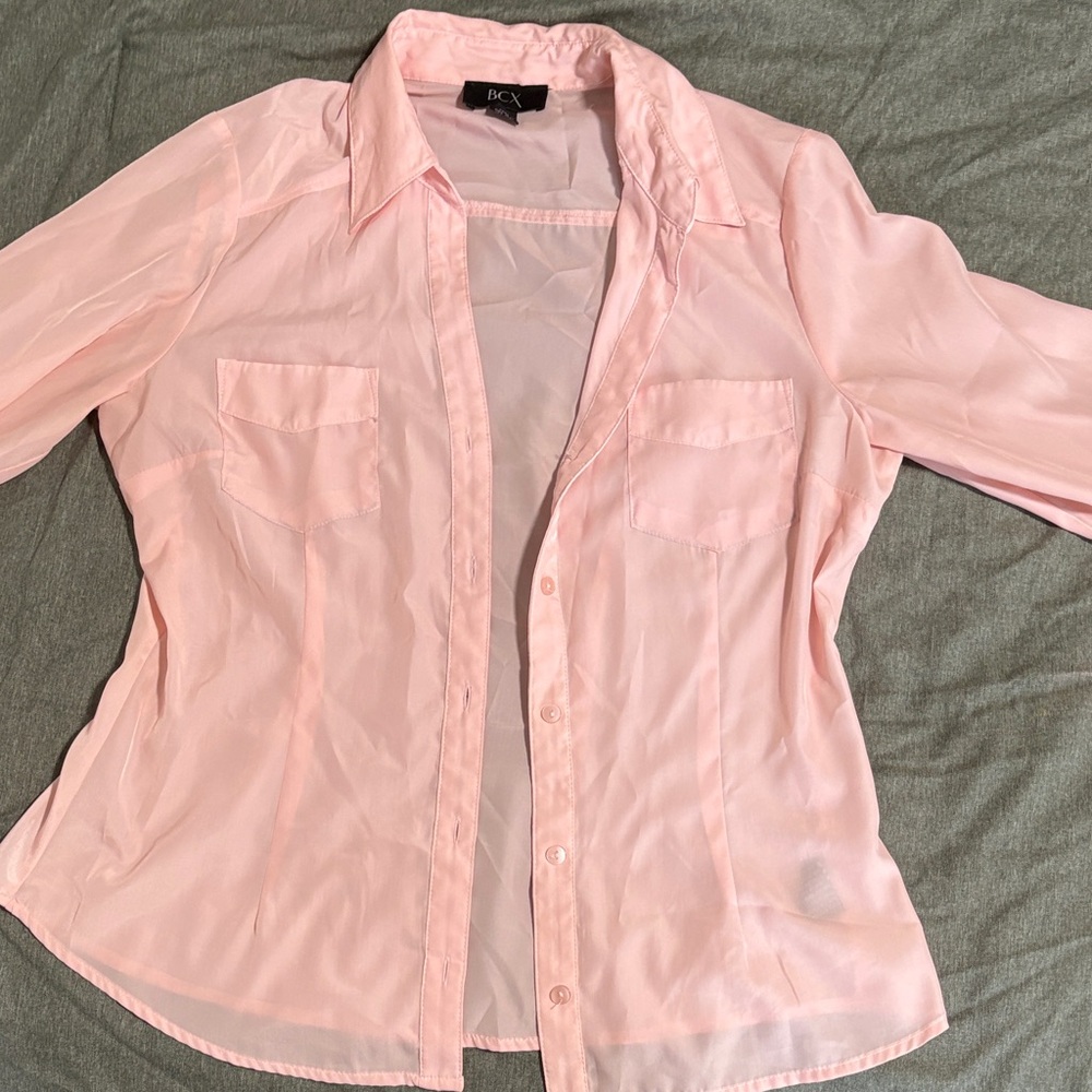 BCX Light Pink Sheer Blouse